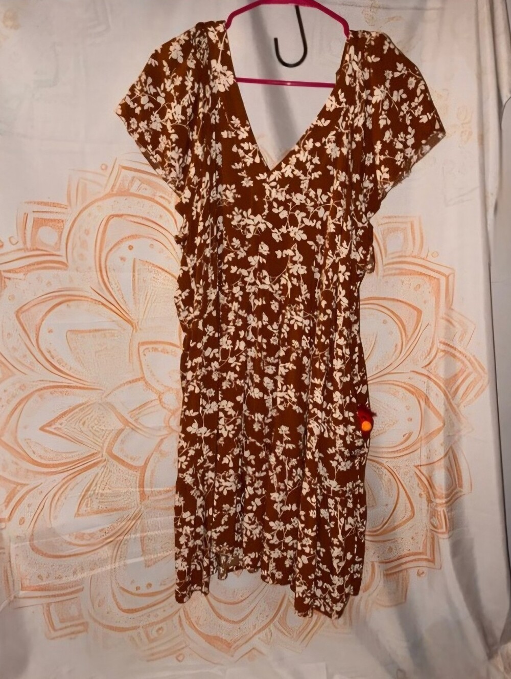 Old Navy Brown Floral V-Neck Dress